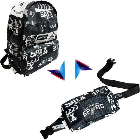 Pro Specialties Group San Antonio Spurs Transformable 2-in-1 Mini Backpack: Convertible, Stylish, water-resistant travel belt bag. in Kuwait
