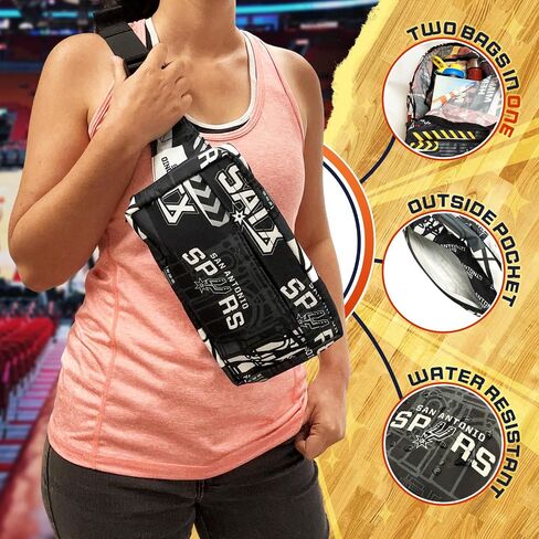 Pro Specialties Group San Antonio Spurs Transformable 2-in-1 Mini Backpack: Convertible, Stylish, water-resistant travel belt bag. in Kuwait