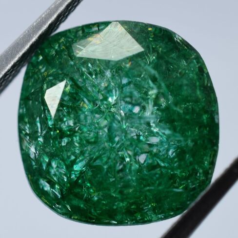 7 Ct NATURAL Emerald Green SQUARE CUSHION Cut Loose Gemstone Ring Size CERTIFIED in Kuwait