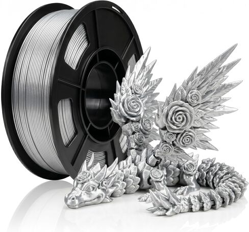 3D Silk PLA Filament 1.75mm 250g Spool Wire for 3D Printer Material, Print with Most FDM 3D Printers, Silver in Kuwait