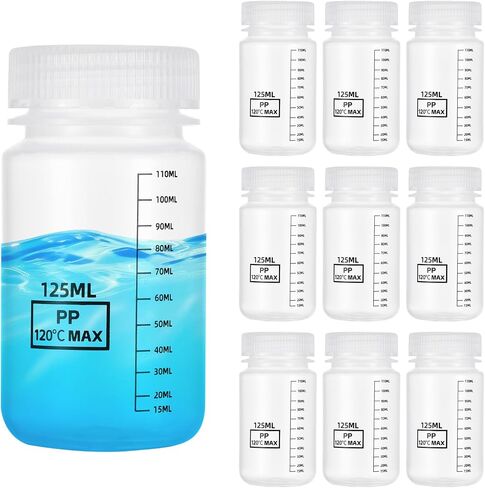 PATIKIL 20 Pcs Plastic Sample Bottles with Screw Cap, 2 oz 60ml Wide Mouth Reagent Bottle Transparent PP Sample Containers with Lid for Lab Water Reagent Sample Home Storage Seal, Clear in Kuwait