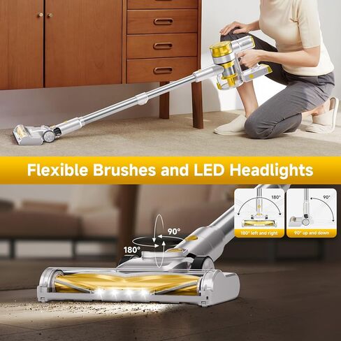 Cordless Vacuum Cleaner, 35Kpa Vacuum Cleaner for Home, 45Mins Stick Vacuum with LED Display, Anti-Tangle & Wall Mount Charging for Hard Floors, Carpet, Pet Hair in Saudi Arabia