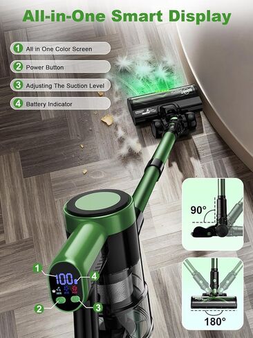Cordless Vacuum Cleaner, 10 in 1 Vacuum Cleaners for Home, Ultra-Long Runtime Stick Vacuum with Self-Standing & LED Display, Anti-Tangle & Wall Mount Charging in Kuwait