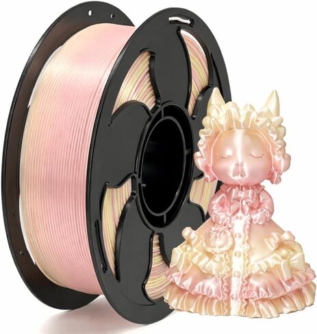 Silk Gradient Color PLA Filament, Silk PLA 3D Printer Filament 1.75mm Rainbow Rose, Shiny Silk Texture, Dimensional Accuracy +/- 0.02mm, 250g Spool in Kuwait