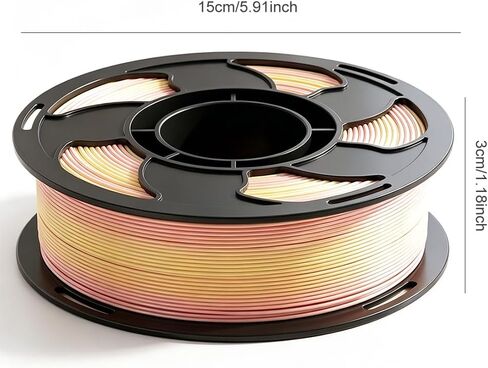 Silk Gradient Color PLA Filament, Silk PLA 3D Printer Filament 1.75mm Rainbow Rose, Shiny Silk Texture, Dimensional Accuracy +/- 0.02mm, 250g Spool in Kuwait