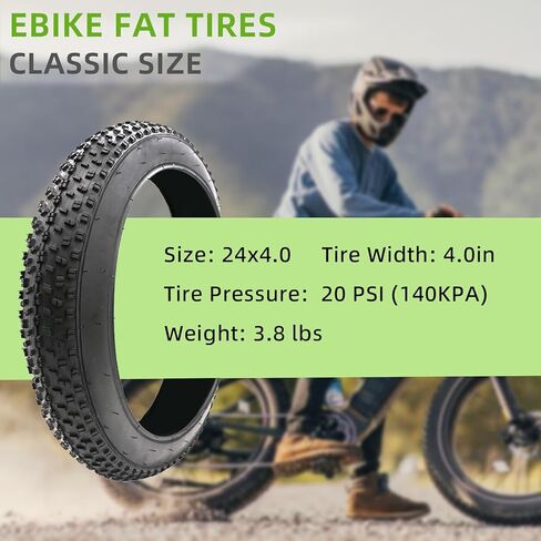 24x4.0 Inch Fat Tires for Ebike:Heavy Duty Puncture Proof Replacement Tire Compatible Wide Mountain Snow Off Road Bike in Kuwait