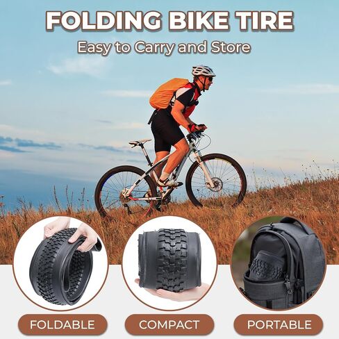 2 Pcs, 26x2.10 Bike Tires, Durable Folding 26 Inch 56-559 26 x 2.10 Mountain Bicycle Tires, Replacement Bike Tires for Mountain Cruiser Bicycle, Clincher in Kuwait