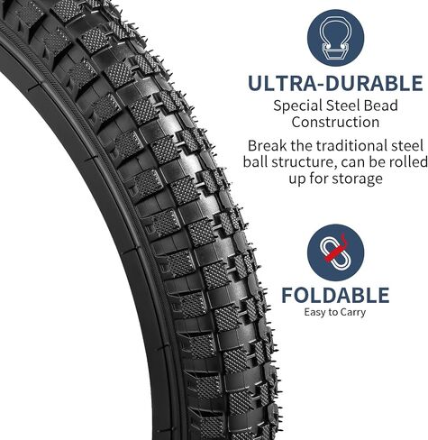 YUNSCM 2-PCS 16" Kid Bike Tires 16x2.10/54-305 Compatible with Mountain Bike 16x2.10 26x2.1 Bike Bicycle Tires (Y-1496) in Kuwait