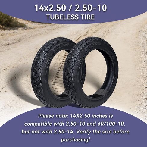 2 حزمة 14x2.50 إطار بدون أنبوب 2.50-10 60/100-10 إطار الدراجة الترابية مع 2 صمام ينبع يصلح للدراجات النارية سكوتر كهربائي، دراجة الترابية، دراجة أطفال Ebike الإطارات in Kuwait