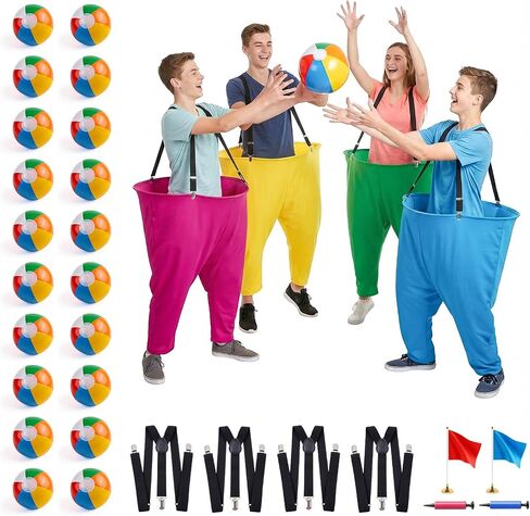 Granny Pants Yard Game Set, Giant Yard Games with 20 Bouncy Balls, 4 Suspenders, Pumps & Flags, Funny & Outdoor Games for Adults and Family, Huge Backyard Games for Lawn, Camping & Party Games in Kuwait