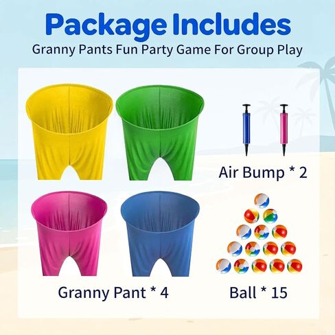 لعبة Granny Pants Yard، 4 قطع من السراويل العملاقة مع 15 كرة ومضختين لألعاب الصيد، لعبة الحفلات للعائلة والأصدقاء وحفلات أعياد الميلاد وبناء الفريق في الفناء الخلفي في الهواء الطلق in Kuwait