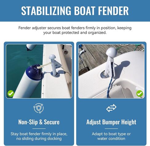 Boat Fender Rod Holder, Boat Bumper Holder, Fender Adjuster Hanger Versatile Docking Tool, Doubles as Boarding Exiting Handle, Boat Fender Accessories (2 Pack) in Kuwait
