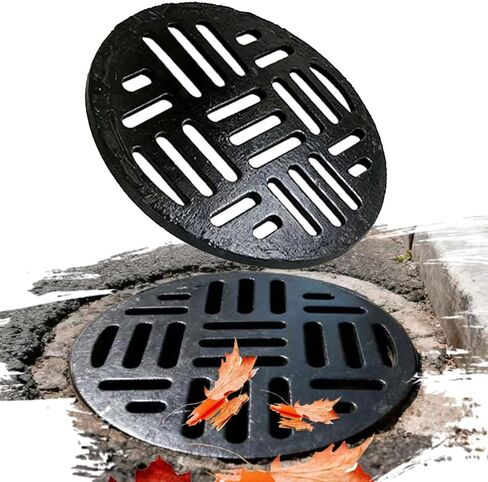 Heavy-Duty Cast Iron Drain Grate - 8" to 27" Round Sewer Covers for Driveway & Concrete - Durable Replacement Grates for Optimal Drainage (65x3cm-25.6x1.2in),65x3cm-25.6x1.2in in Kuwait