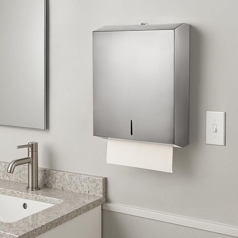Wall Mount Paper Towel Dispenser, Large Capacity Stainless Steel Hand Towel Holder for Bathrooms and Kitchens, Commercial Dispenser Holds 400 Towels in Kuwait