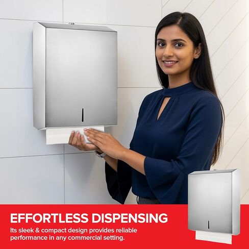 Wall Mount Paper Towel Dispenser, Large Capacity Stainless Steel Hand Towel Holder for Bathrooms and Kitchens, Commercial Dispenser Holds 400 Towels in Kuwait