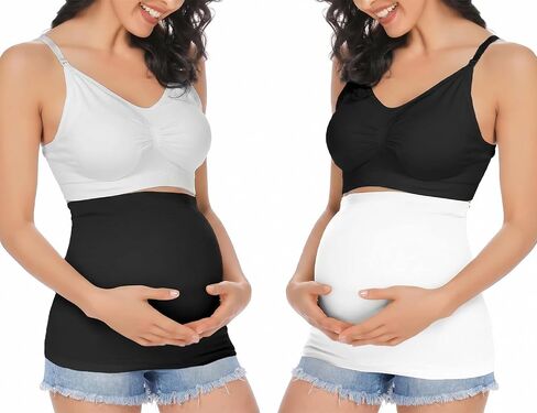 Rheane Belly Bands For Pregnant Women Jeans, Maternity Jeans Belly Band, Maternity Pants Bands With Extender (Black 2) in Saudi Arabia