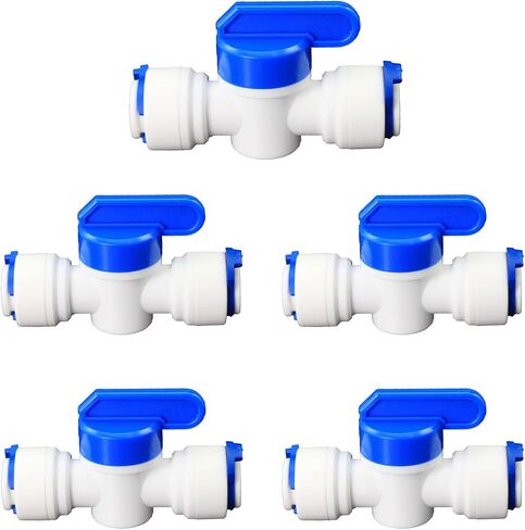 3/8" Push-Fit Stop Valve, 5 Pcs | Plastic push-to-connect fitting for RO water filtration, pre-purifier & refrigerator. in Kuwait