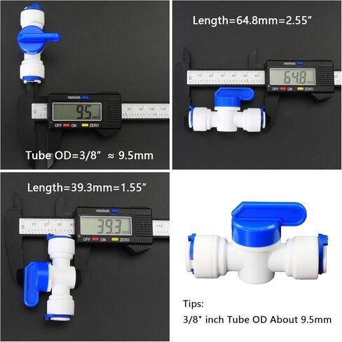 3/8" Push-Fit Stop Valve, 5 Pcs | Plastic push-to-connect fitting for RO water filtration, pre-purifier & refrigerator. in Kuwait