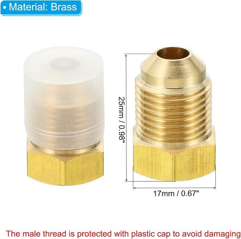 1/4 Inch Female x 3/8 Inch Male Flare Connectors, SAE 45 Degree Flare Brass Adapter Pipe Fitting for Air Gas Line Refrigeration HVAC in Kuwait