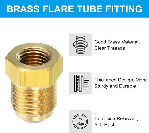 1/4 Inch Female x 3/8 Inch Male Flare Connectors, SAE 45 Degree Flare Brass Adapter Pipe Fitting for Air Gas Line Refrigeration HVAC in Kuwait