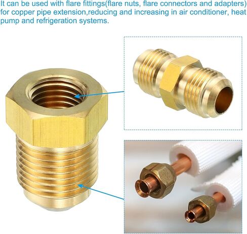 1/4 Inch Female x 3/8 Inch Male Flare Connectors, SAE 45 Degree Flare Brass Adapter Pipe Fitting for Air Gas Line Refrigeration HVAC in Kuwait