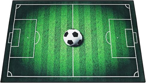 Soccer Room Decor, 47.24" X 31.5" Large Soccer Rug for Home Decor Boy Bedroom Field Area Carpet Non-Slip Sports Carpet Floor Mat for Living Room, Washable & Reusable Polyester in Kuwait