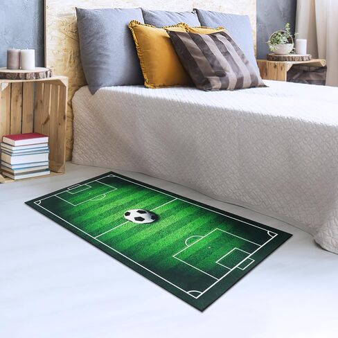 Soccer Room Decor, 47.24" X 31.5" Large Soccer Rug for Home Decor Boy Bedroom Field Area Carpet Non-Slip Sports Carpet Floor Mat for Living Room, Washable & Reusable Polyester in Kuwait