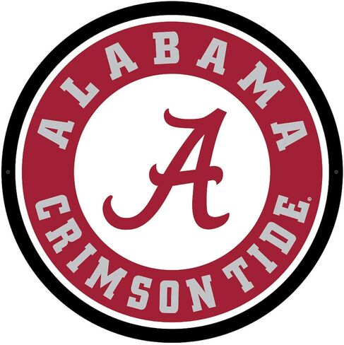 Team Sports America Evergreen NCAA University of Alabama | Ultra-Thin LED Light Wall Sign Decor | 23 Inch Round | Made in the USA in Kuwait