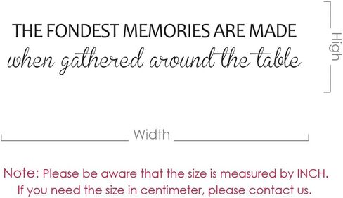 The Fondest Memories are Made When Gathered Around The Table - Wall Decal - Dining Room Kitchen Home Decor Art Sticker Eating Gathering (46x8 Black) in Kuwait