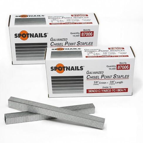 Spotnails 87006 دبابيس ذات نقاط إزميل مجلفنة 10 مم 3/8 بوصة مشابهة لـ SENCO C/FASCO 7C / BEA 71 الكمية: 10,000 دبوس - عبوتان in Saudi Arabia