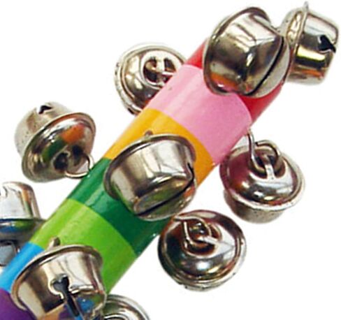 10 Bells Jingle Hand Bells, Wooden Bells Jingle Stick, Colorful Jingle Bell Stick, Interactive Handle Sleigh Bells for Music Class, Music Events, Party, 0.8x7.7in in Kuwait