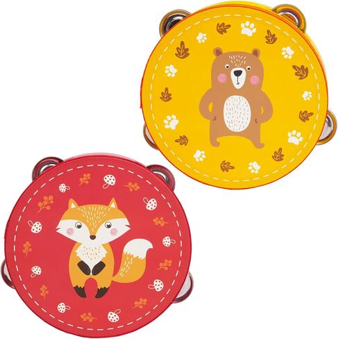 2 Pcs Tambourines Musical Instrument for Kids and Adults, 6 inch Wooden Hand Held Drum Bell Tamborine with Birch Metal Jingles Percussion Hand Tambourine Educational Gift for KTV, Party, Game in Kuwait