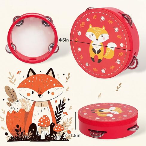 2 Pcs Tambourines Musical Instrument for Kids and Adults, 6 inch Wooden Hand Held Drum Bell Tamborine with Birch Metal Jingles Percussion Hand Tambourine Educational Gift for KTV, Party, Game in Kuwait