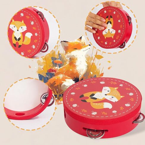 2 Pcs Tambourines Musical Instrument for Kids and Adults, 6 inch Wooden Hand Held Drum Bell Tamborine with Birch Metal Jingles Percussion Hand Tambourine Educational Gift for KTV, Party, Game in Kuwait