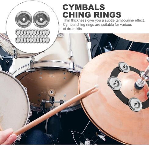 Milisten 50Pcs Cymbal Ching Rings Tambourine Jingle Effect Replacement Accessories 1.22In Thin Metal Percussion Drum Parts for Hihats Crashes Rides Drum Kit Setup in Kuwait