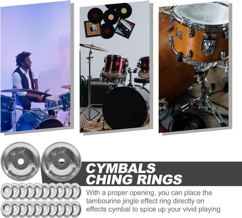 Milisten 50Pcs Cymbal Ching Rings Tambourine Jingle Effect Replacement Accessories 1.22In Thin Metal Percussion Drum Parts for Hihats Crashes Rides Drum Kit Setup in Kuwait