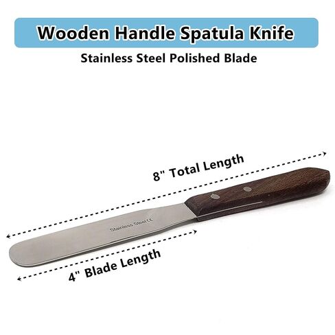 A2Z- Set of 2 Lab Spatulas Flat & Offset Blade - Stainless Steel Alignate Dental Mixing Plaster Spatula with Wooden Handle, Scoop Mixing Apothecary Supplies |For Pills, Medicine, Vitamins | 4 in Blade in Kuwait