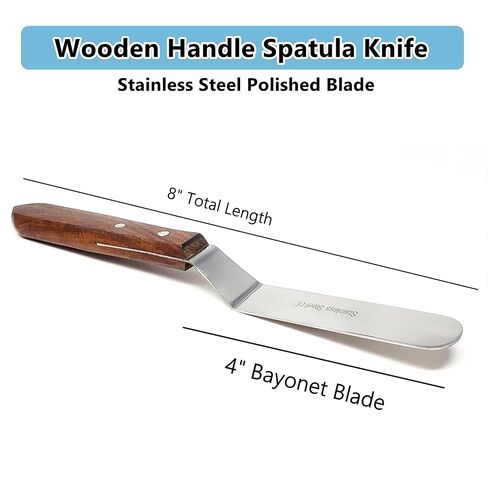 A2Z- Set of 2 Lab Spatulas Flat & Offset Blade - Stainless Steel Alignate Dental Mixing Plaster Spatula with Wooden Handle, Scoop Mixing Apothecary Supplies |For Pills, Medicine, Vitamins | 4 in Blade in Kuwait