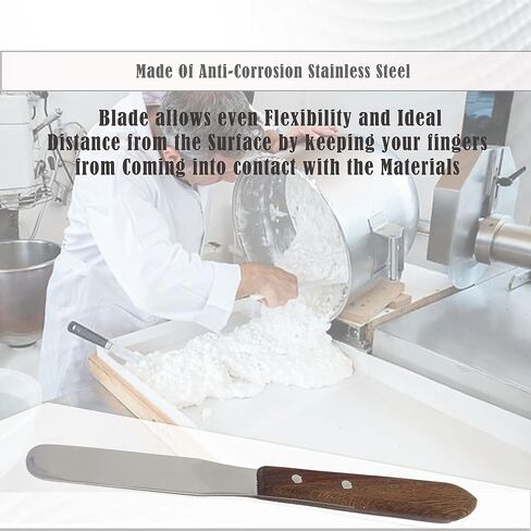 A2Z- Set of 2 Lab Spatulas Flat & Offset Blade - Stainless Steel Alignate Dental Mixing Plaster Spatula with Wooden Handle, Scoop Mixing Apothecary Supplies |For Pills, Medicine, Vitamins | 4 in Blade in Kuwait