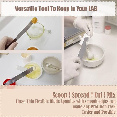 A2Z- Set of 2 Lab Spatulas Flat & Offset Blade - Stainless Steel Alignate Dental Mixing Plaster Spatula with Wooden Handle, Scoop Mixing Apothecary Supplies |For Pills, Medicine, Vitamins | 4 in Blade in Kuwait