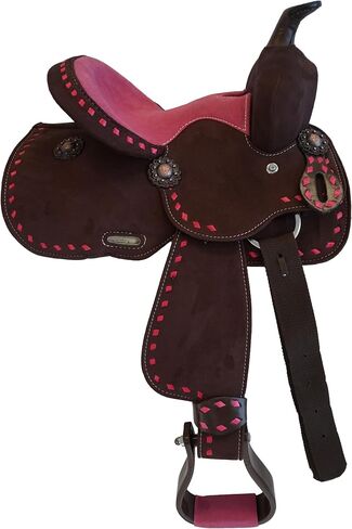 10" Western Buckstitch Synthetic Saddle with Color Suede Seat with Matching Headstall Breastcollar in Saudi Arabia