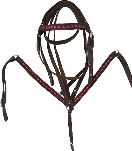 10" Western Buckstitch Synthetic Saddle with Color Suede Seat with Matching Headstall Breastcollar in Saudi Arabia