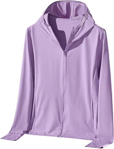 Sun Shirt Women Protection Lightweight Long Sleeve Hoodie Zip Up Hiking Jacket with Pockets for Outdoor Running Travel in Kuwait