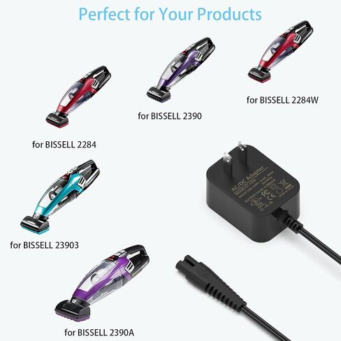 Replacement for Bissell Pet Hair Eraser Charger Charging Power Cord for Bissell 2390 2390A 23903 2284W 2284 P/N 1614206 Lithium Ion Cordless Handheld Portable Vacuum Cleaner AC Adapter Black 6FT in Kuwait
