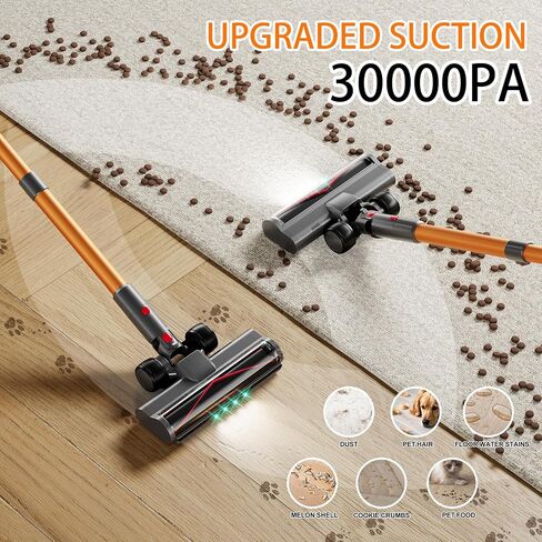 Cordless Vacuum Cleaner,450W/30000pa Self-standing Stick Vacuum Cleaners for Home,60Mins Stick Vacuum with LED Indicator,Multi-Accessory Lightweight Vacuum for Hard Floors Carpet/Carpet/Pet Hair in Kuwait