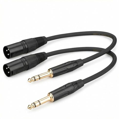 2 حزمة 1/4 بوصة TRS إلى XLR كابل ذكر (1 قدم)، متوازن 6.35 مم إلى XLR ذكر كابل تصحيح صوتي قصير لشاشات الاستوديو والخلاطات in Kuwait