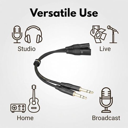 2 حزمة 1/4 بوصة TRS إلى XLR كابل ذكر (1 قدم)، متوازن 6.35 مم إلى XLR ذكر كابل تصحيح صوتي قصير لشاشات الاستوديو والخلاطات in Kuwait