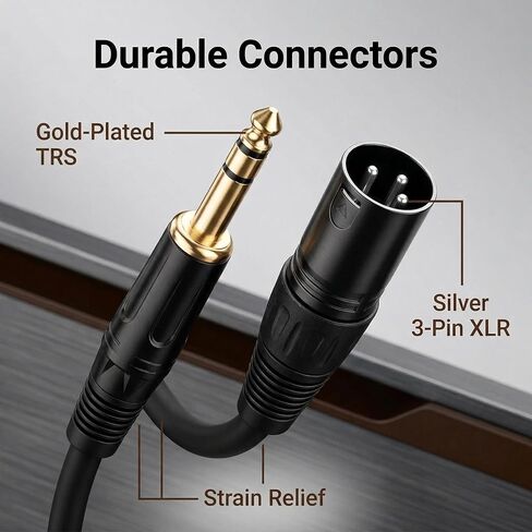 2 حزمة 1/4 بوصة TRS إلى XLR كابل ذكر (1 قدم)، متوازن 6.35 مم إلى XLR ذكر كابل تصحيح صوتي قصير لشاشات الاستوديو والخلاطات in Kuwait