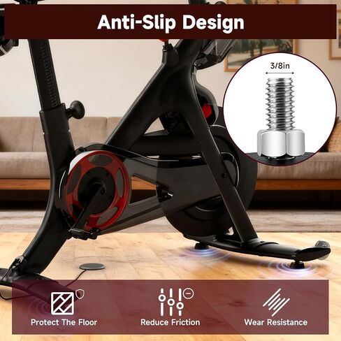 4 قطع من وسادات دعم القدم للدراجة الرياضية المتوافقة مع Peloton OG & Plus، ترقية مسامير التسوية غير القابل للصدأ مقاس 3/8 بوصة قابلة للتعديل، تقليل الضوضاء، مطاط مضاد للانزلاق ممتص للصدمات in Kuwait