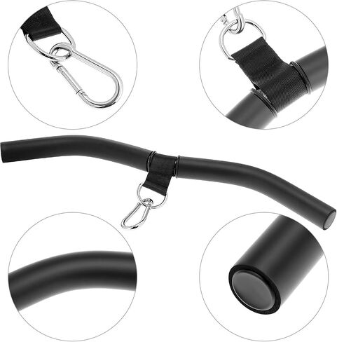 QWORK Pull Down Attachment - Ergonomic Gym Equipment Accessory for Back, Arm, Chest Muscle Sculpting, D-Handle Tricep Press Down Bar with Rubber Handle in Kuwait